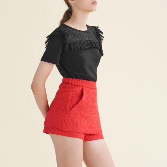 NWT Maje orange red metallic animal print skorts, L - Picture 3 of 10